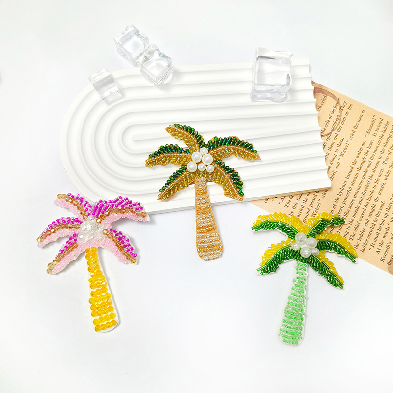 Craft Embellishment - 1Pc 3D Coconut Tree Beaded Patch