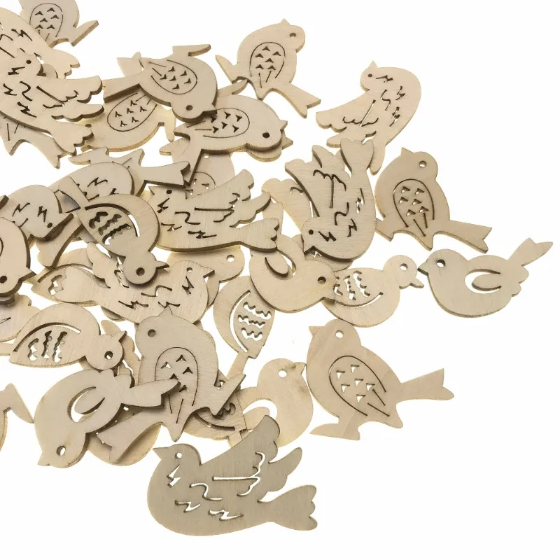 50pcs Wooden Bird Pattern DIY  – обзор и цена Embellishments For Scrapbooking