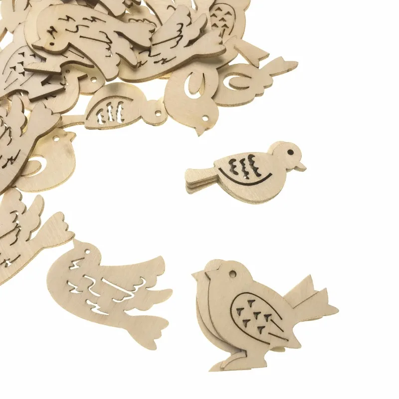 50pcs Wooden Bird Pattern DIY  – обзор и цена Embellishments For Scrapbooking