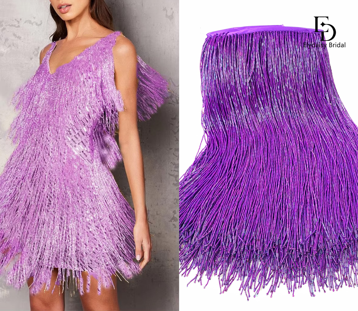 30CM Long Purple Green Black B – обзор и цена Beaded Trim Fringe