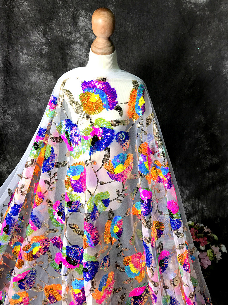 Colorful Crystal Sequins Flowe – обзор и цена Crystal Mesh Fabric