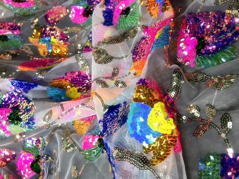 Colorful Crystal Sequins Flowe – обзор и цена Crystal Mesh Fabric