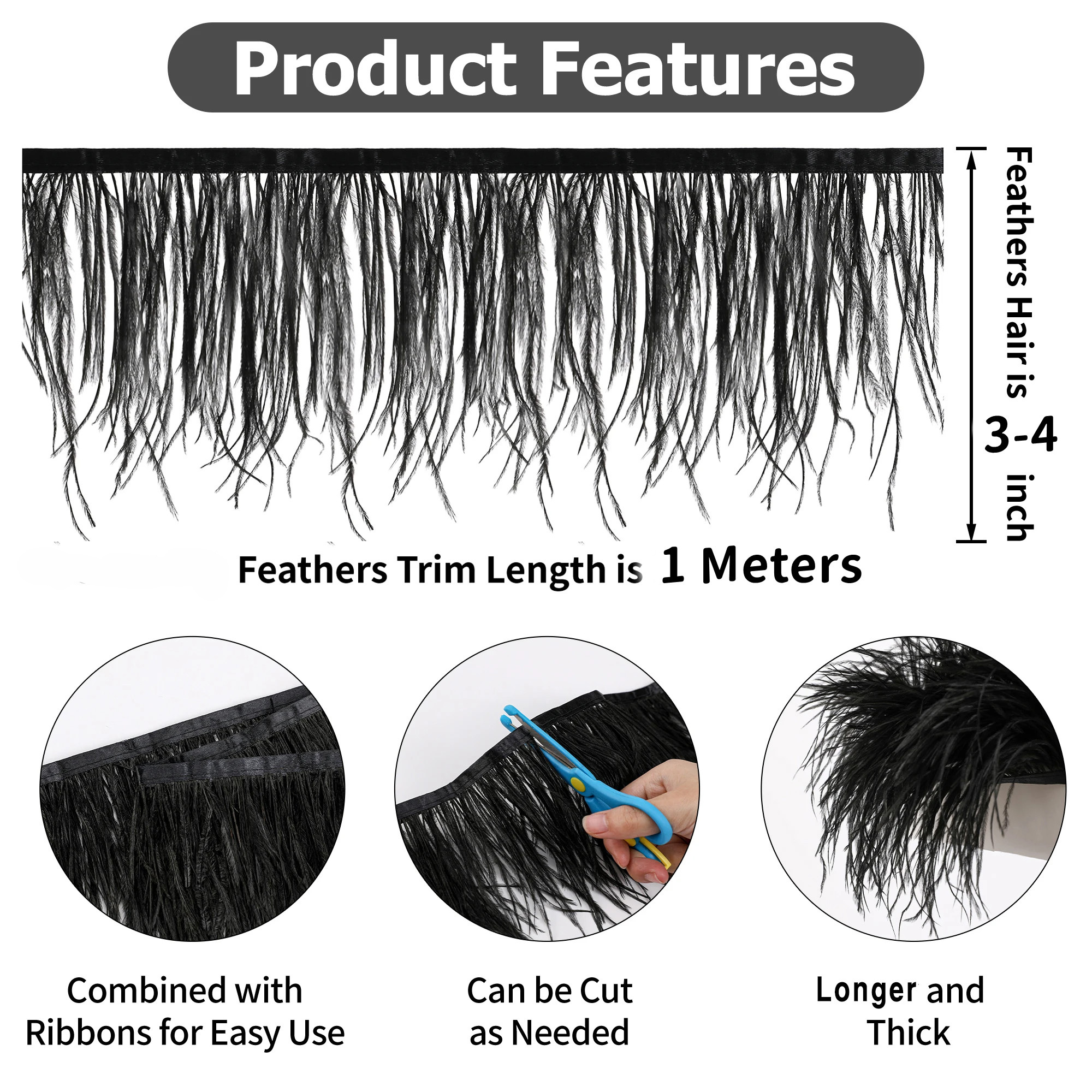 100CM Natural ostrich Feather  – обзор и цена Feather Trim Marabou