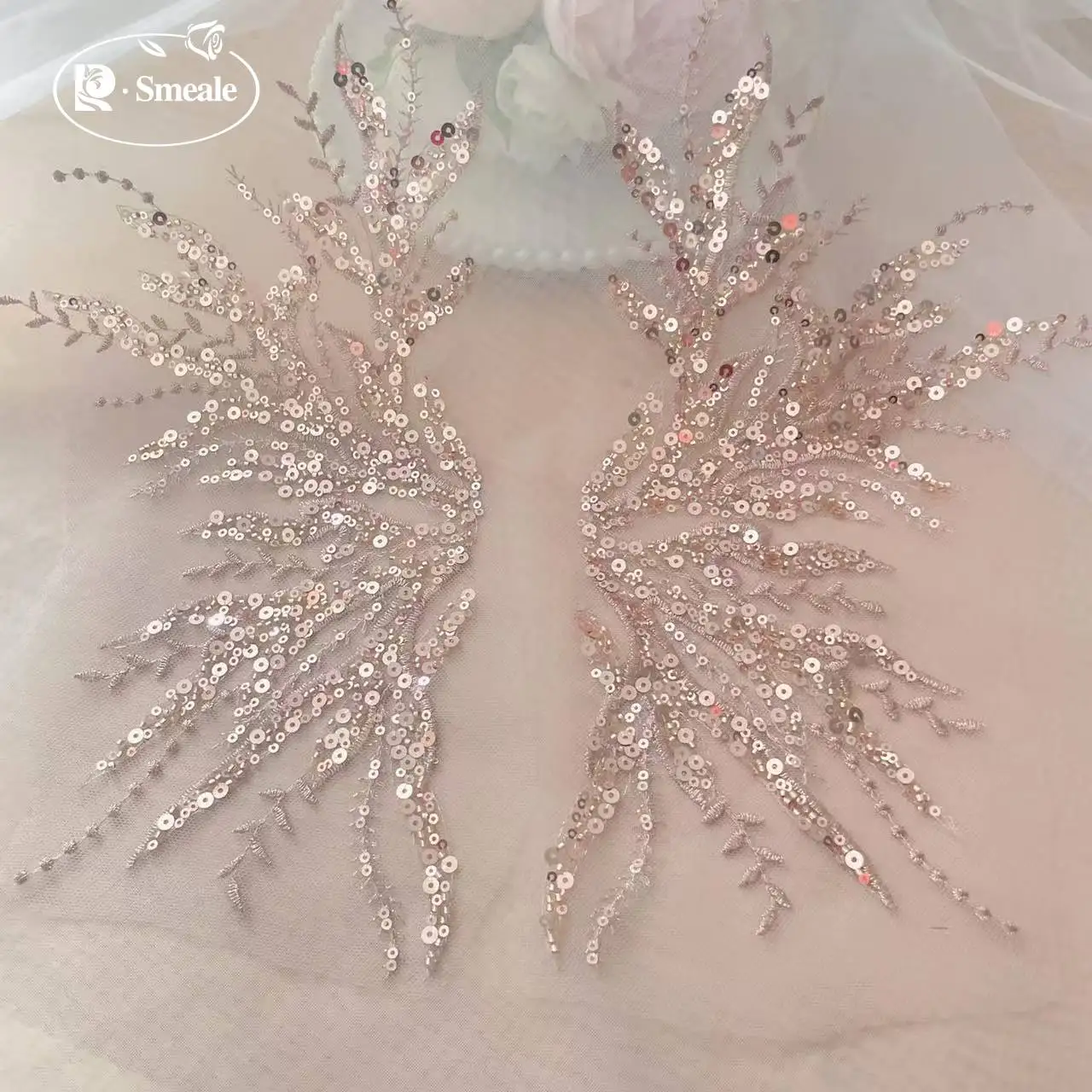 5Pair-2Pair.Rose Gold Sequin T – обзор и цена Applique Patch Flower