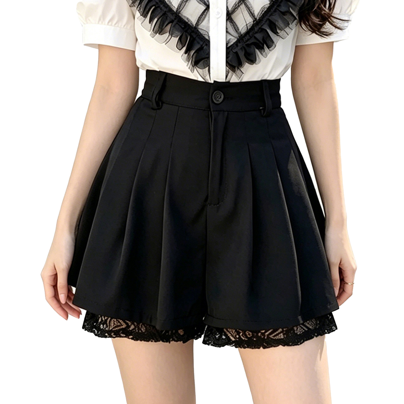 Women High Waist Tailored Trou – обзор и цена Elastic Lace Trim