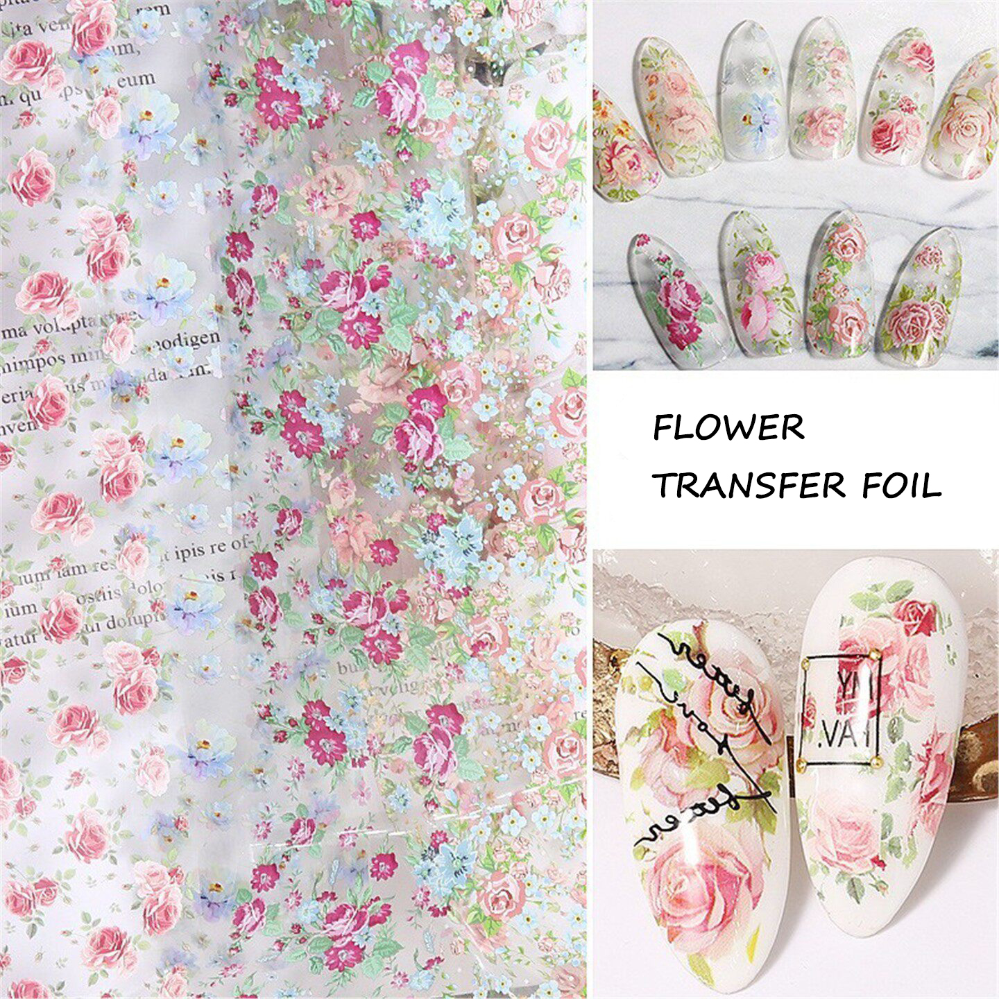 10 Rolls Rose Flower Nail Foil – обзор и цена Glitter Vinyl Roll