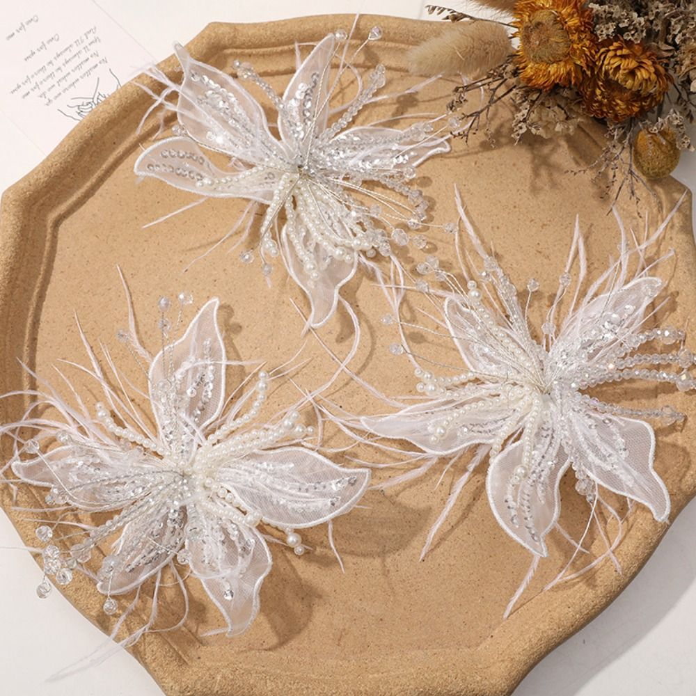 1PC Feather Pearl 3D Organza F – обзор и цена Applique Patch Flower