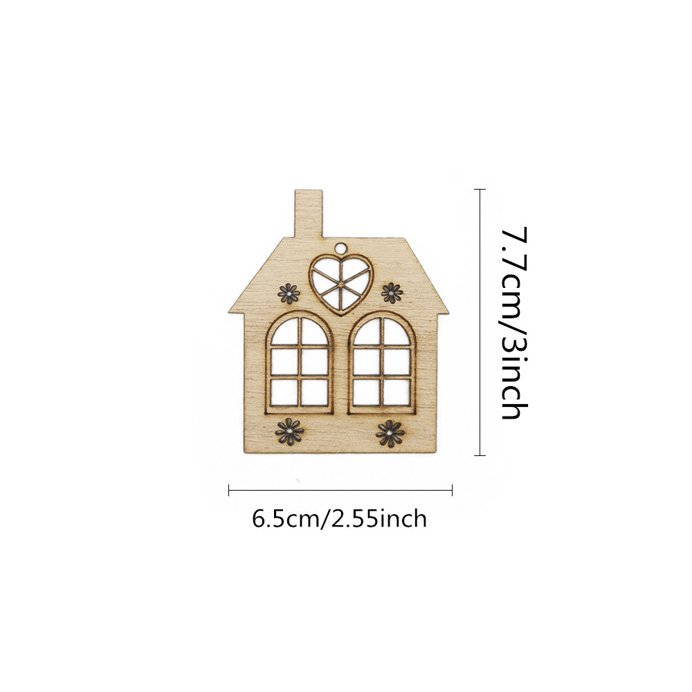 10pcs Wooden Hollow House Cuto – обзор и цена Christmas Craft Embellishment