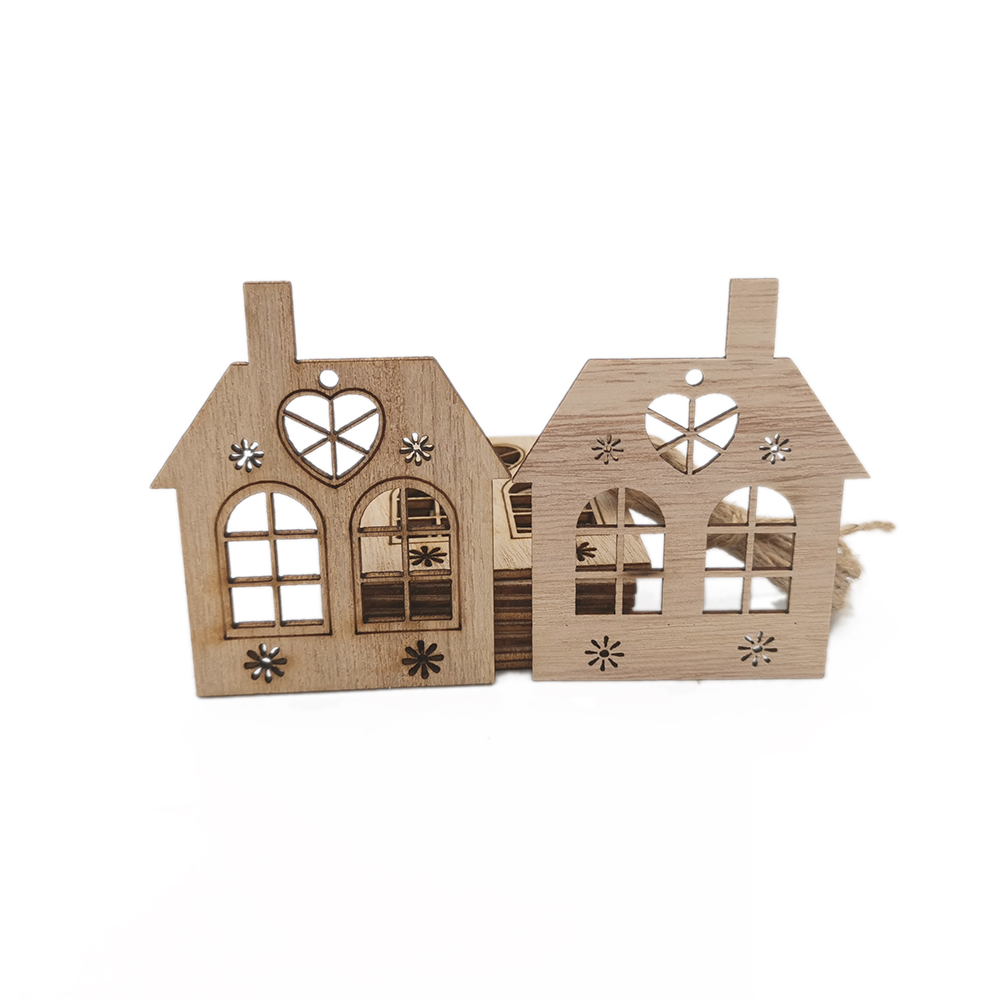 10pcs Wooden Hollow House Cuto – обзор и цена Christmas Craft Embellishment