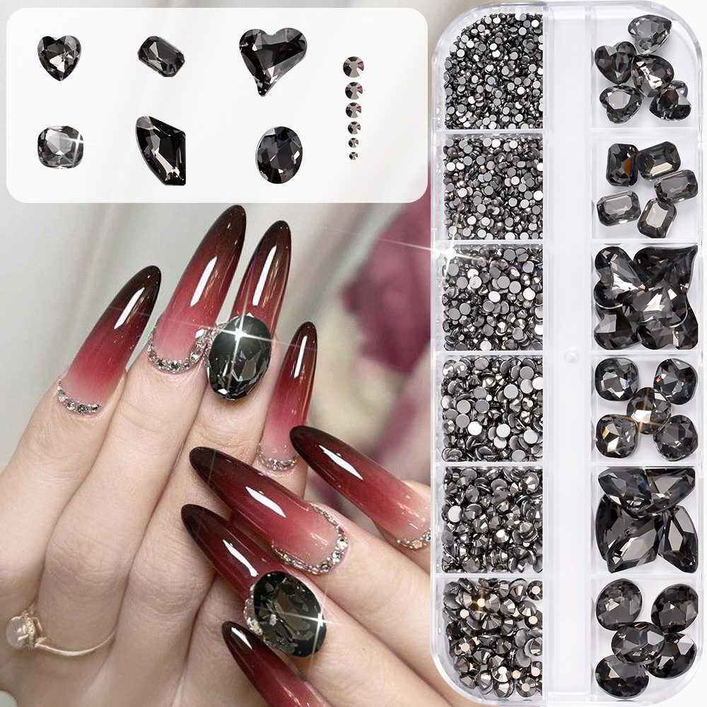 12Grids 3D Black Heart/Square/ – обзор и цена Hotfix Rhinestone Sheet
