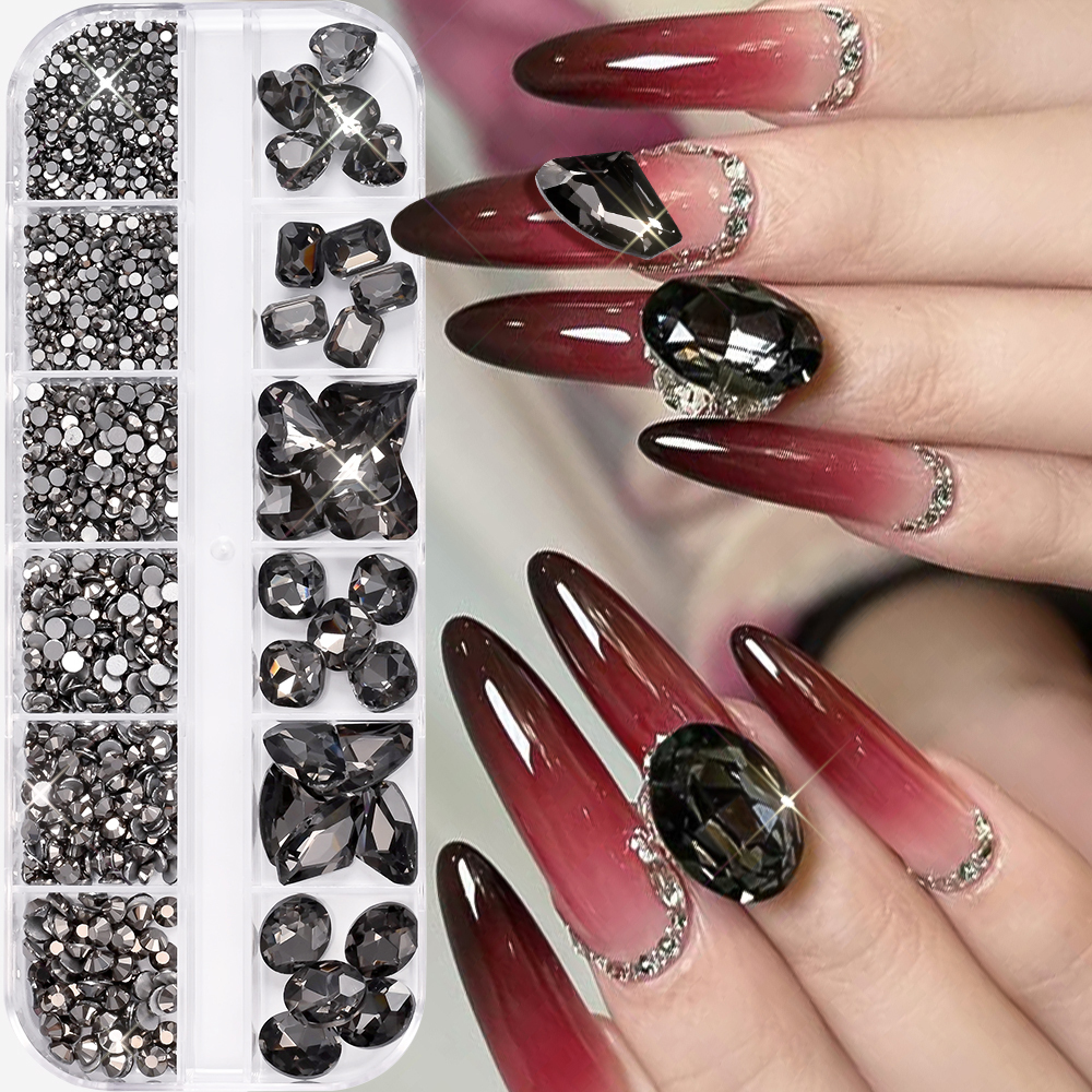 12Grids 3D Black Heart/Square/ – обзор и цена Hotfix Rhinestone Sheet
