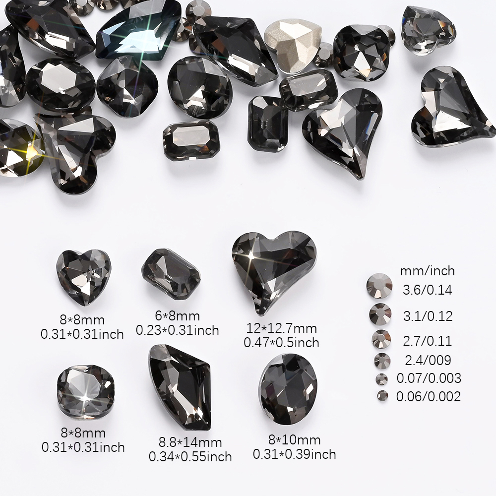 12Grids 3D Black Heart/Square/ – обзор и цена Hotfix Rhinestone Sheet