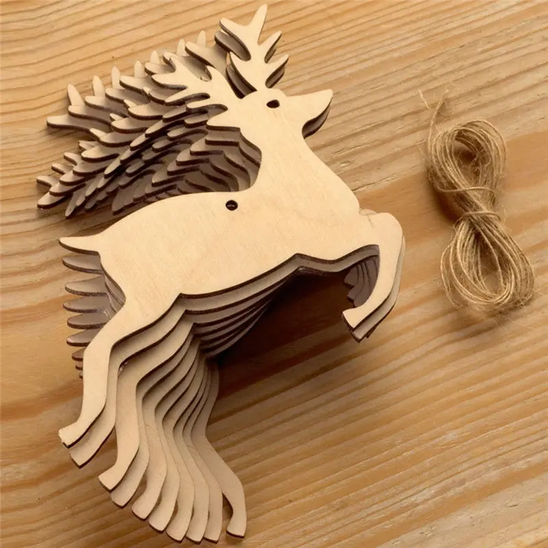 10PCS Wooden Tree Bell Deer Un – обзор и цена Christmas Craft Embellishment