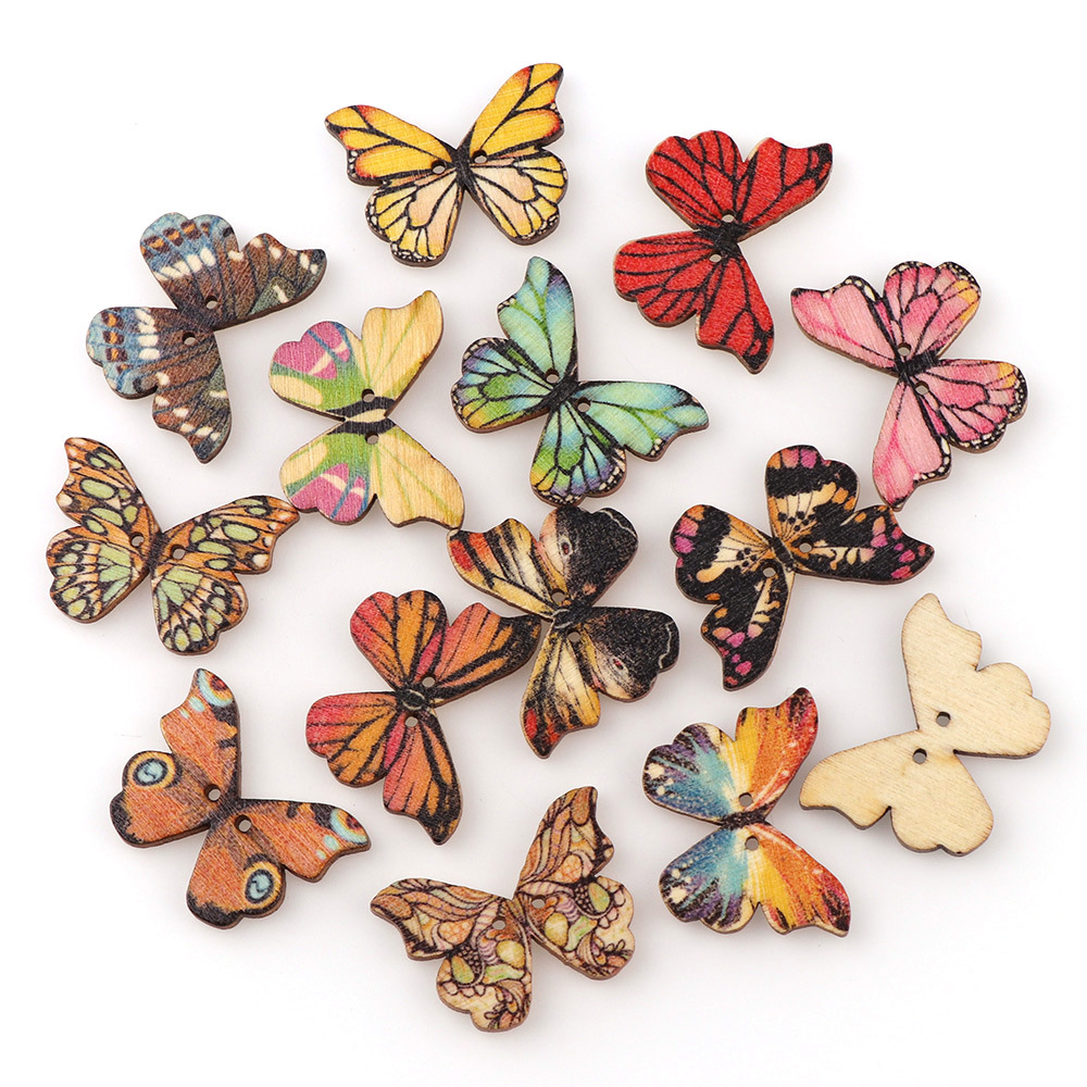 50pcs Butterfly wooden button  – обзор и цена Embellishments For Scrapbooking