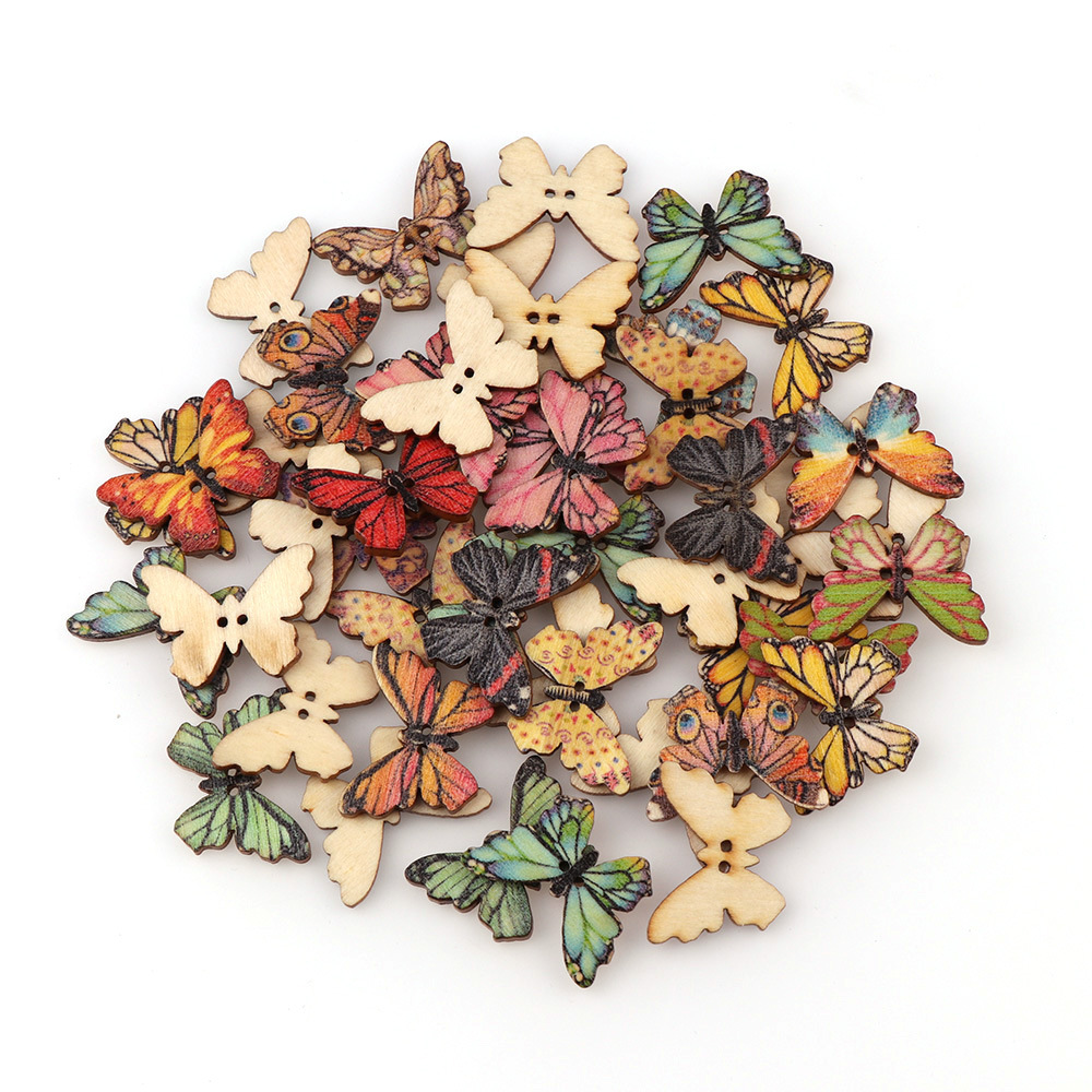 50pcs Butterfly wooden button  – обзор и цена Embellishments For Scrapbooking