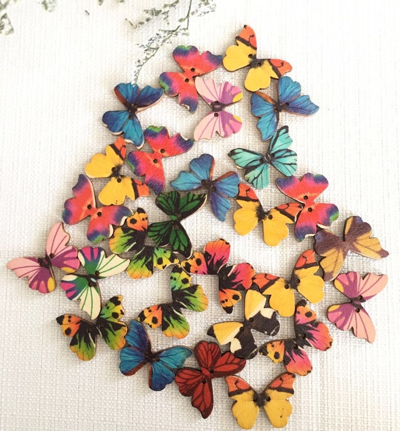 50pcs Butterfly wooden button  – обзор и цена Embellishments For Scrapbooking