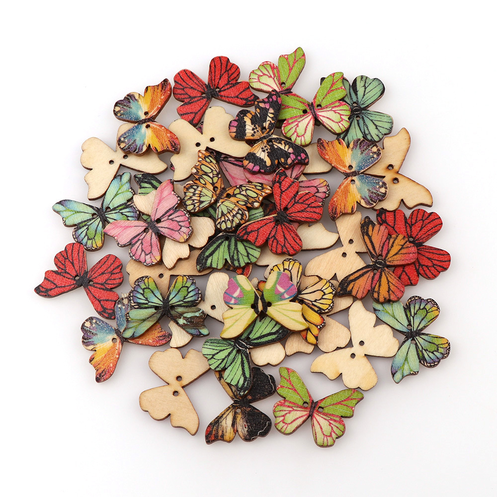 50pcs Butterfly wooden button  – обзор и цена Embellishments For Scrapbooking