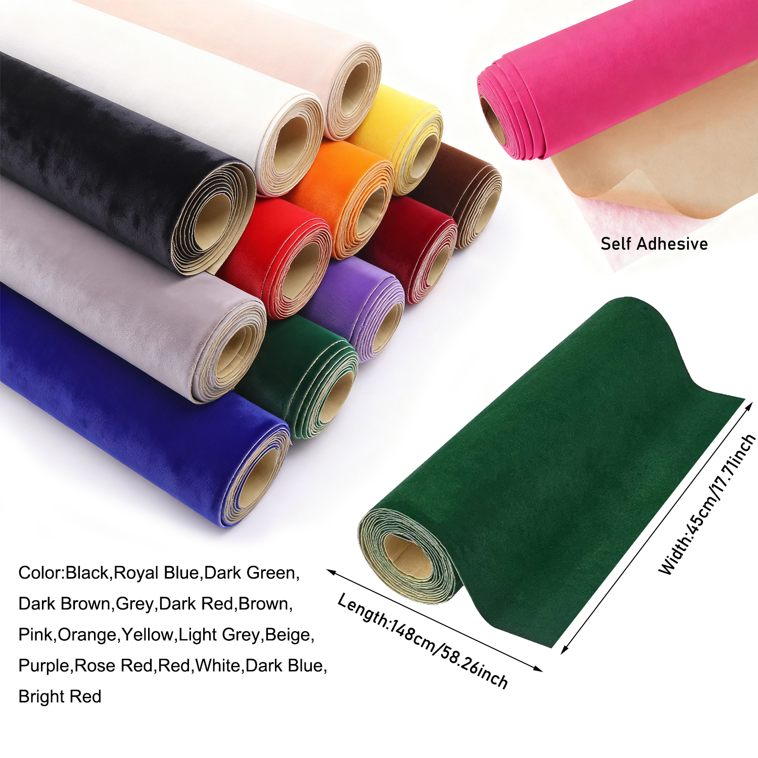 1 roll 45 x 148cm Self-adhesiv – обзор и цена Velvet Ribbon Roll