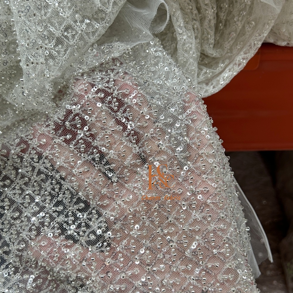 High-end lace embroidery beadi – обзор и цена Crystal Mesh Fabric