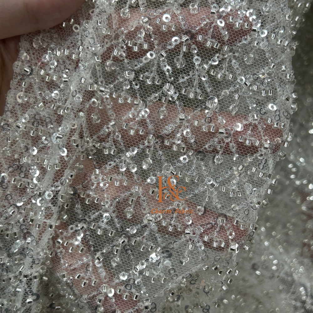 High-end lace embroidery beadi – обзор и цена Crystal Mesh Fabric