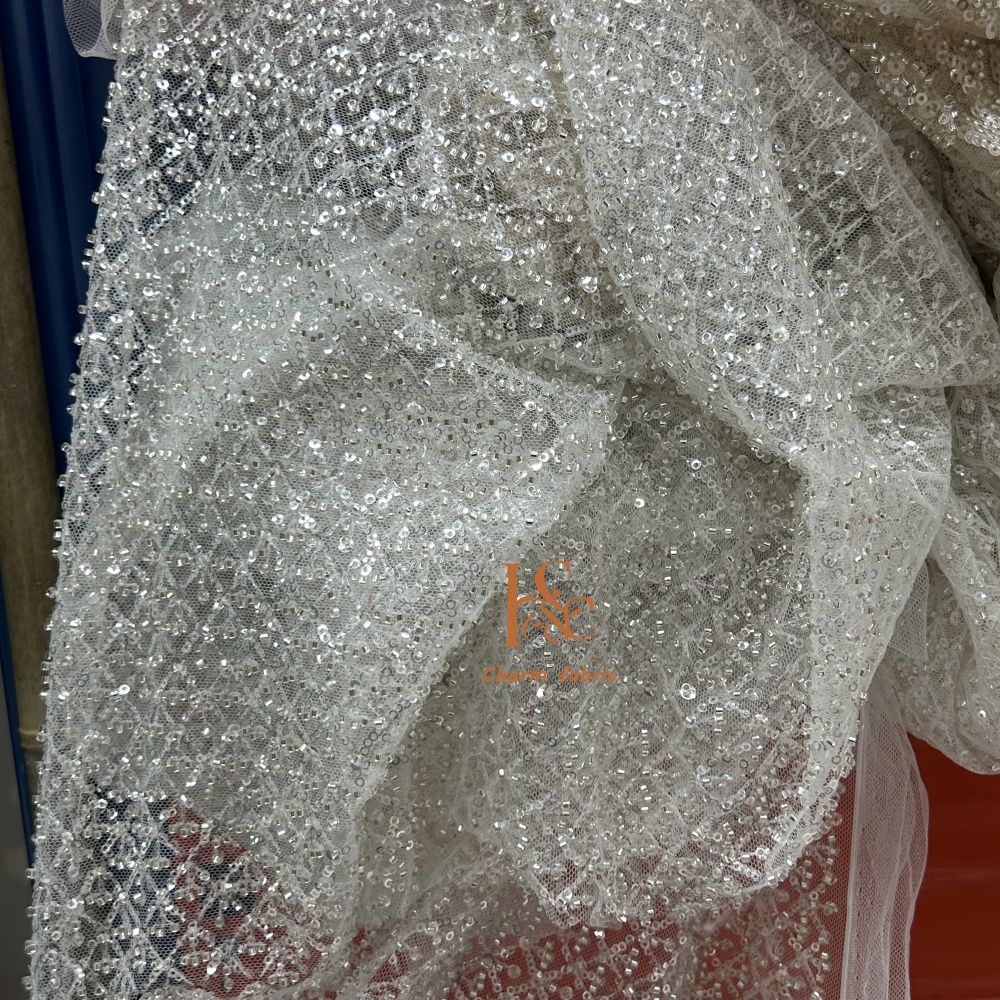 High-end lace embroidery beadi – обзор и цена Crystal Mesh Fabric