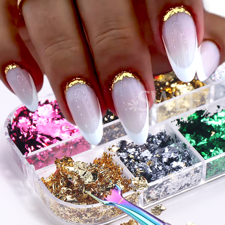 12 Grids Golden Foils Nails Gl – обзор и цена Glitter Vinyl Roll