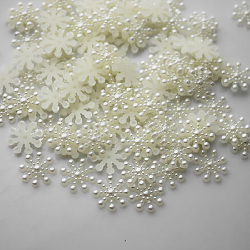 100pcs White Pearl Resin Snowf – обзор и цена Christmas Craft Embellishment