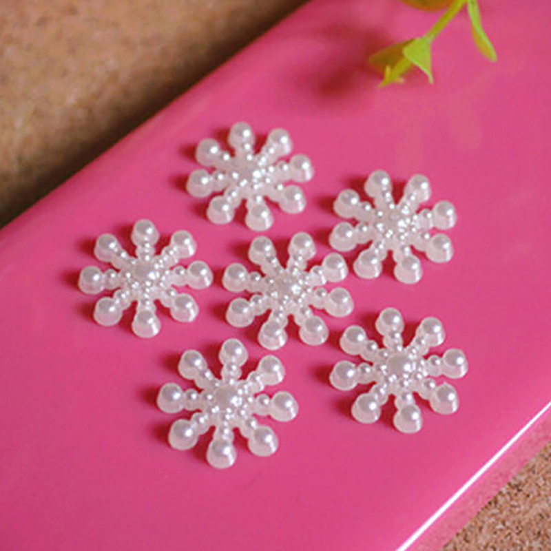 100pcs White Pearl Resin Snowf – обзор и цена Christmas Craft Embellishment