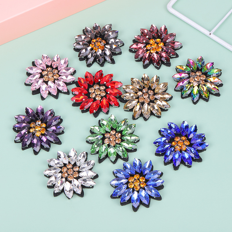 5PCS Sequined crystal beaded f – обзор и цена Applique Patch Flower