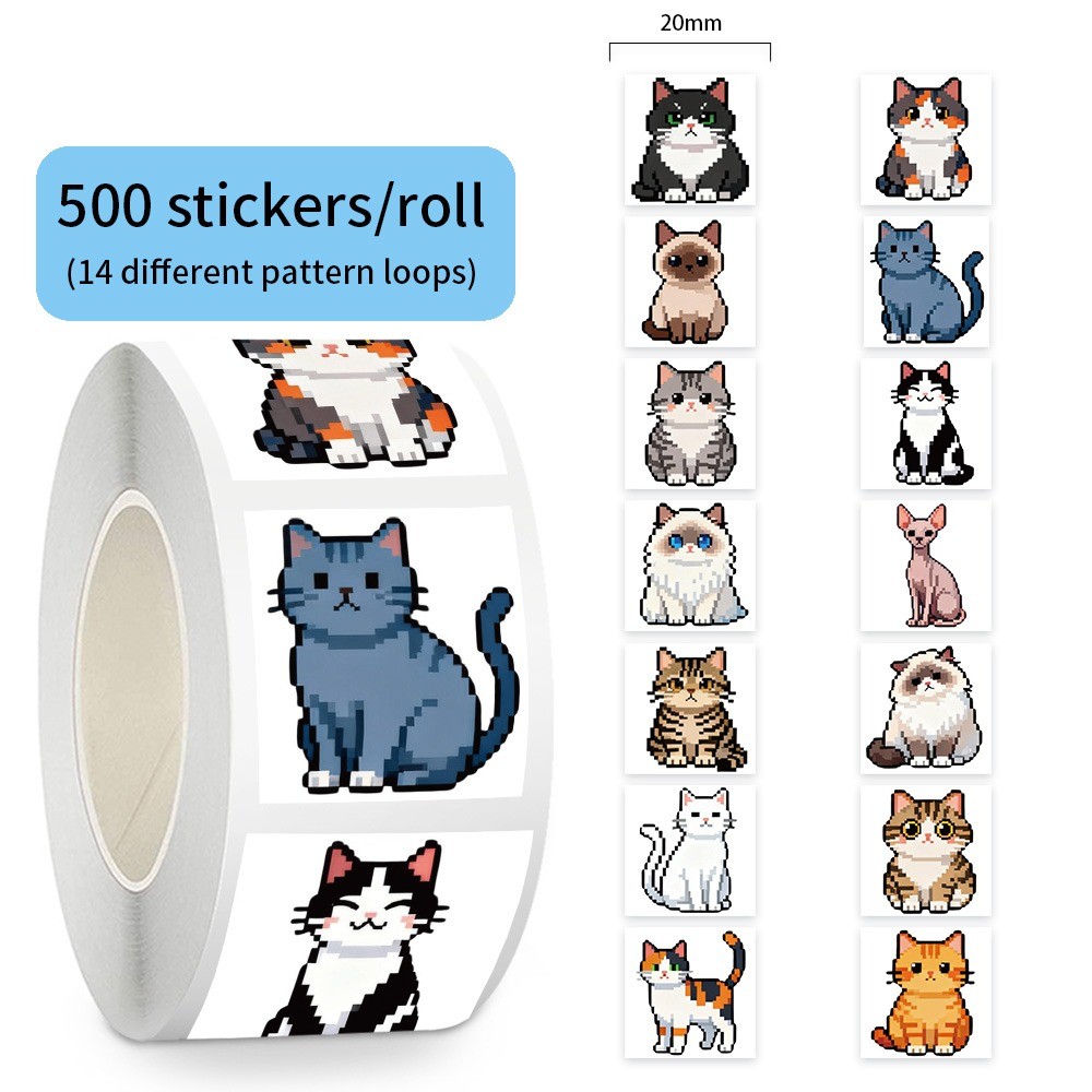 500 Pcs/Roll Cute Pixel Cat St – обзор и цена Craft Embellishment World