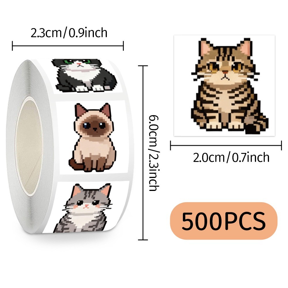 500 Pcs/Roll Cute Pixel Cat St – обзор и цена Craft Embellishment World