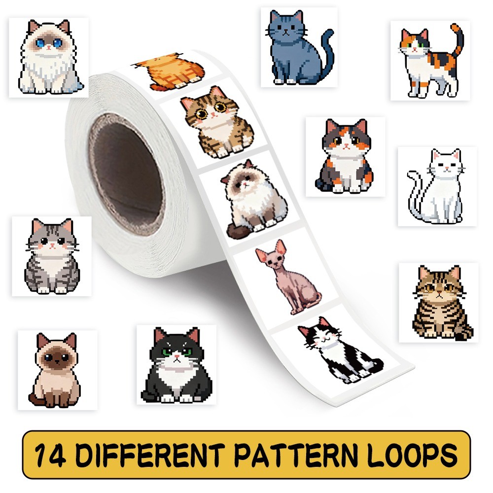 500 Pcs/Roll Cute Pixel Cat St – обзор и цена Craft Embellishment World
