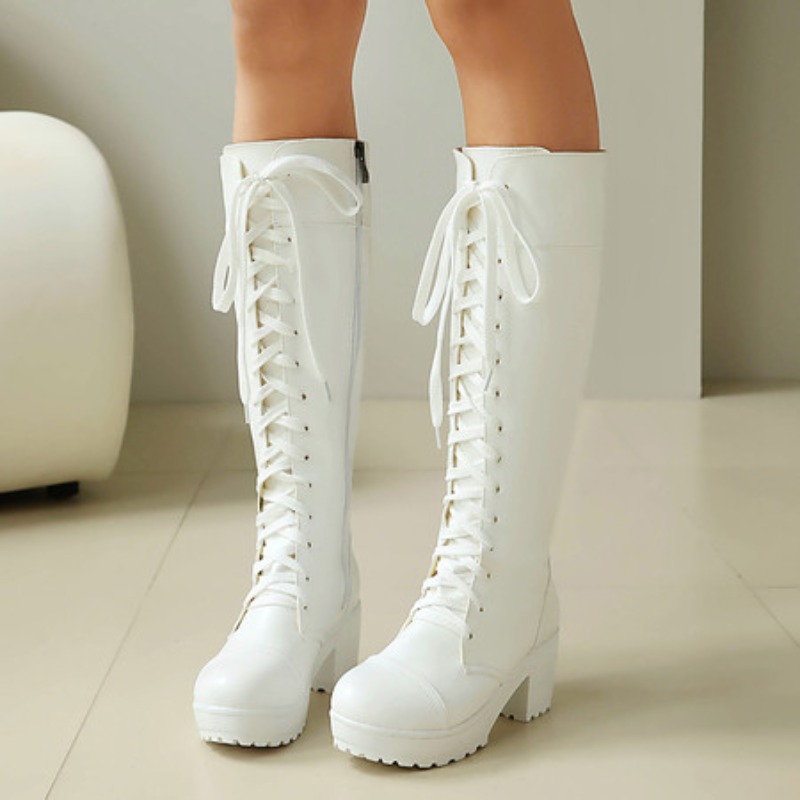 Womens Knee High Lace Up Comba – обзор и цена Guipure Lace Panel